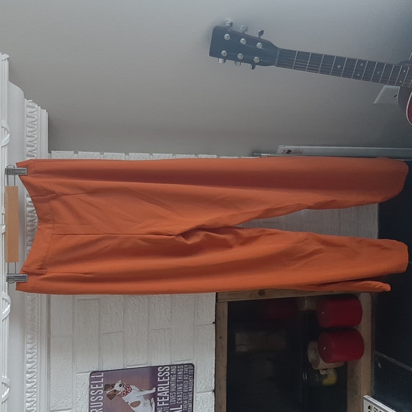 Women's Haoduoyi Orange Wide Leg High Waist Pants Trousers Size M - Picture 5 of 11